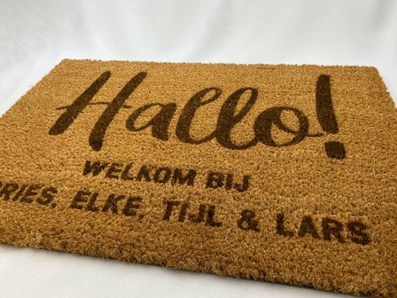 Deurmat &#039;Hallo! Welkom bij...&#039;