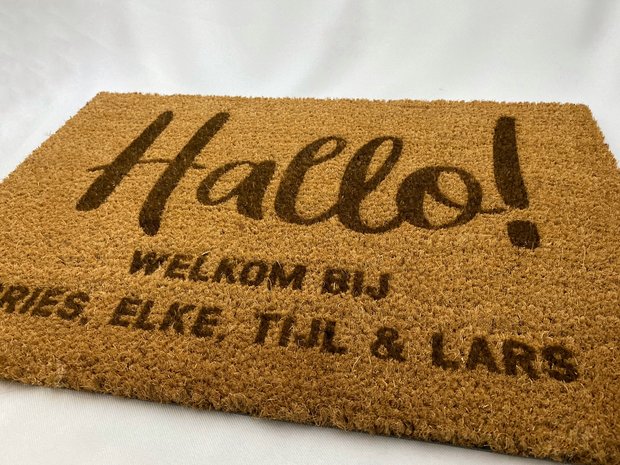 Deurmat 'Hallo! Welkom bij...'